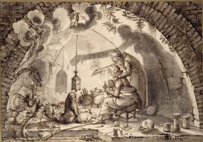 Een heksenkeuken, ca. 1600 door Jacques II de Gheyn